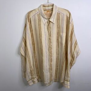 Tommy Bahama Shirt Mens 2XL Multicolor Striped 100% Linen Beach Tropical Vacay